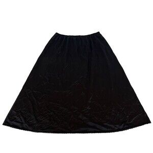 VTG Coquette Whimsigoth Black Half Slip Lace US Size L/28” Vanity Fair